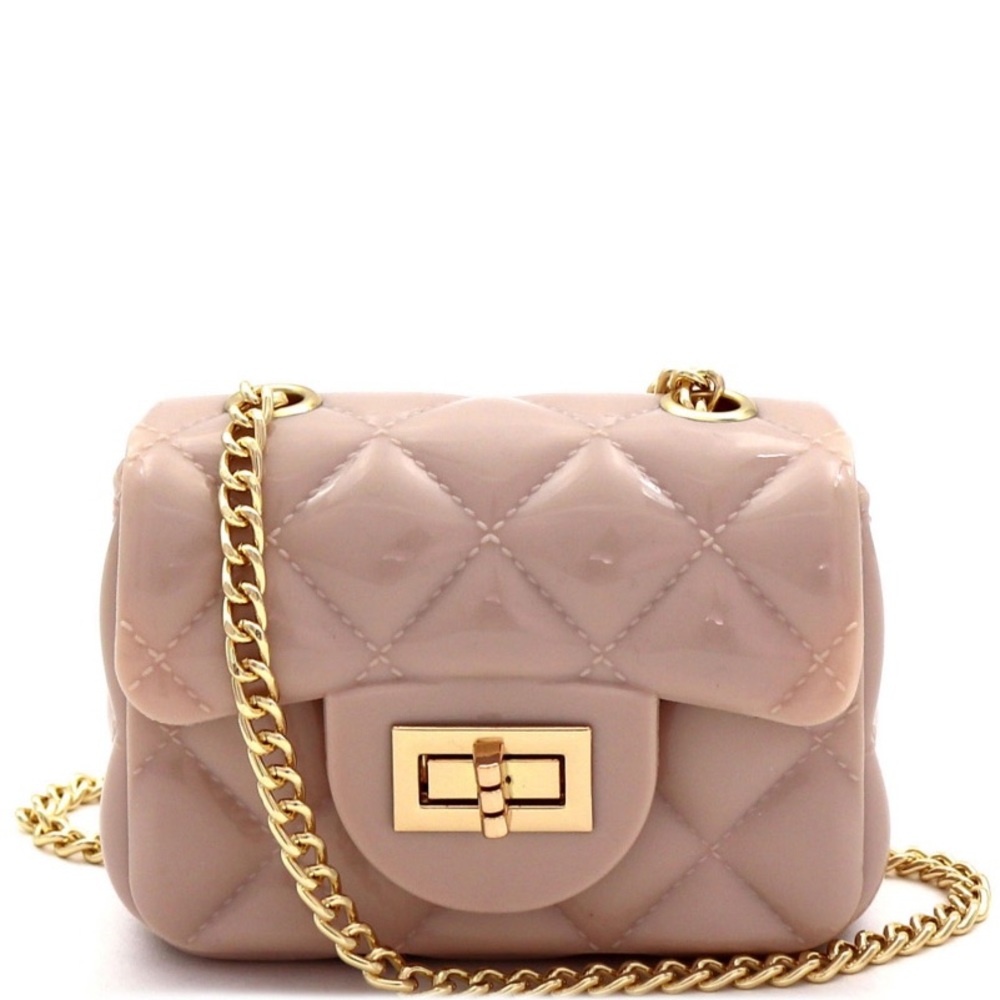 Nude quilted mini handbag